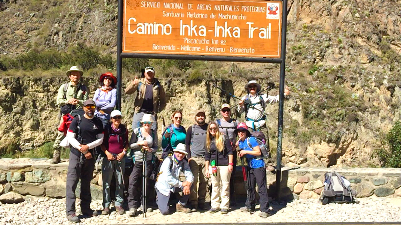 Happy trekkers on the Inca Trail